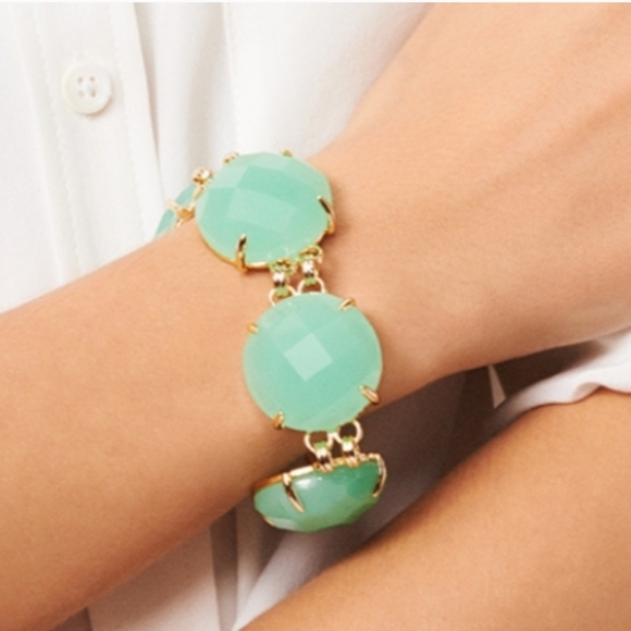 Kendra Scott Cassie Bracelet Chalcedony Chunky Statement Gold Seafoam Green - Picture 2 of 15